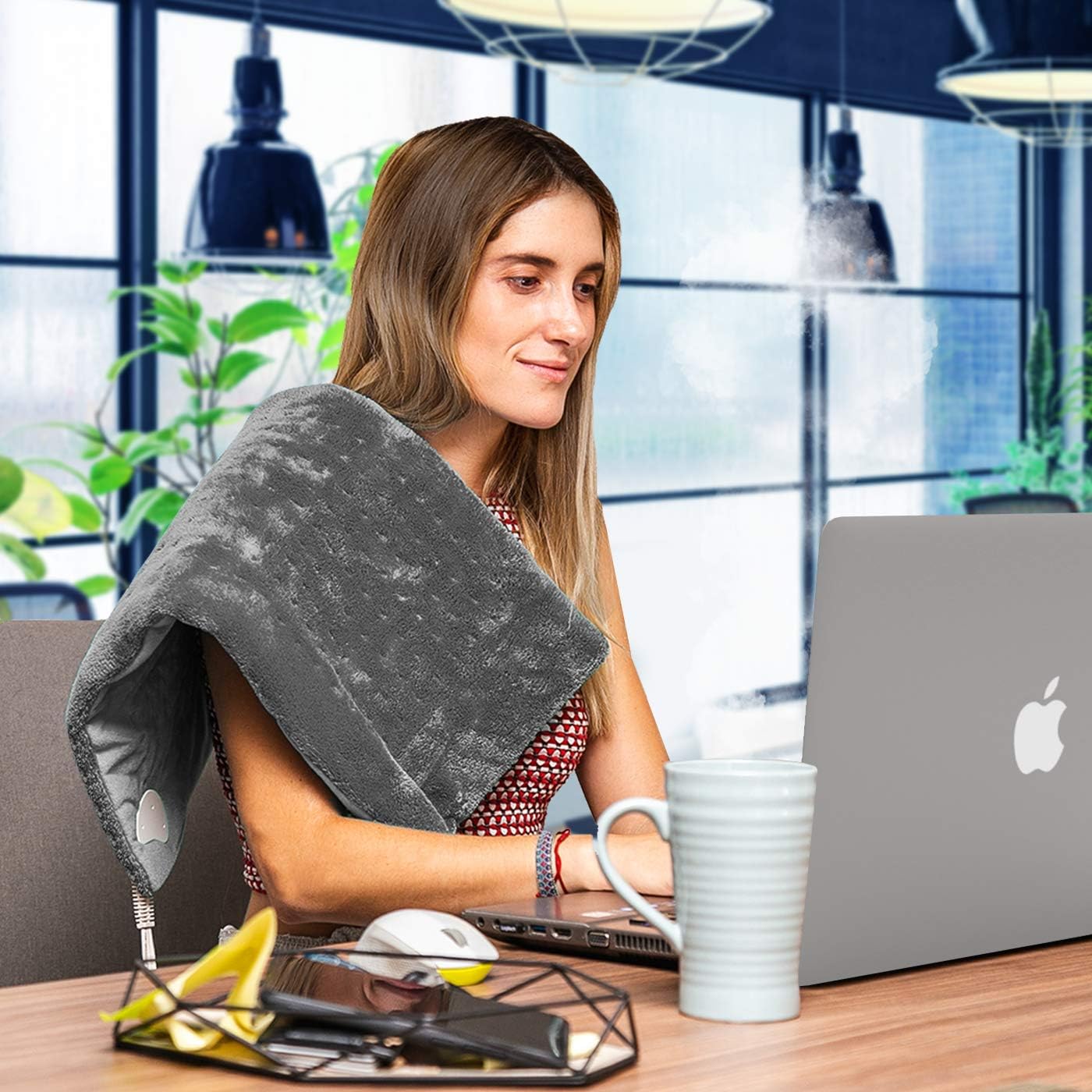 Cure Choice Large Electric Heating Pad for Back Pain Relief + Storage Pouch, Ultra Soft 12"x24" Heating pad for Muscle Cramps - Heated Pad with Adjustable Temperature Settings (Gray): Health & Personal Care