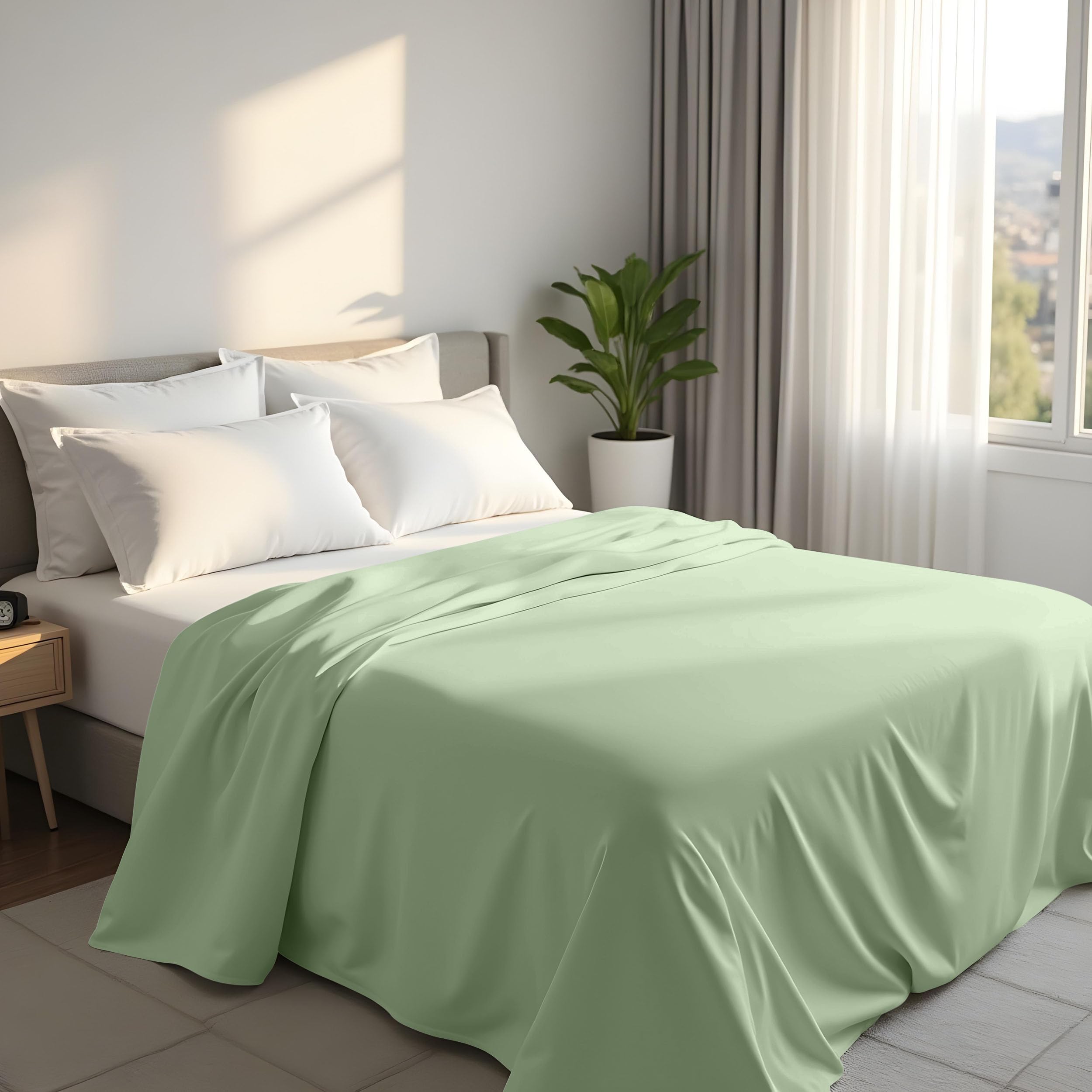 Utopia Bedding - Flat Sheet King Size - OEKO-TEX Certified - Easy Care Soft Brushed Polyester - Microfiber Fabric - Wrinkle, Shrinkage, and Fade Resistant - Sage