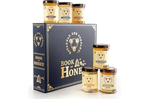 SAVANNAH BEE COMPANY Book of Honey by Savannah Bee - Honey Gift with Tupelo, Lavender, Wildflower, Black Sage, Saw Palmetto and Orange Blossom Honeys - Pure and Natural - 6 different flavors in 3 oz jars