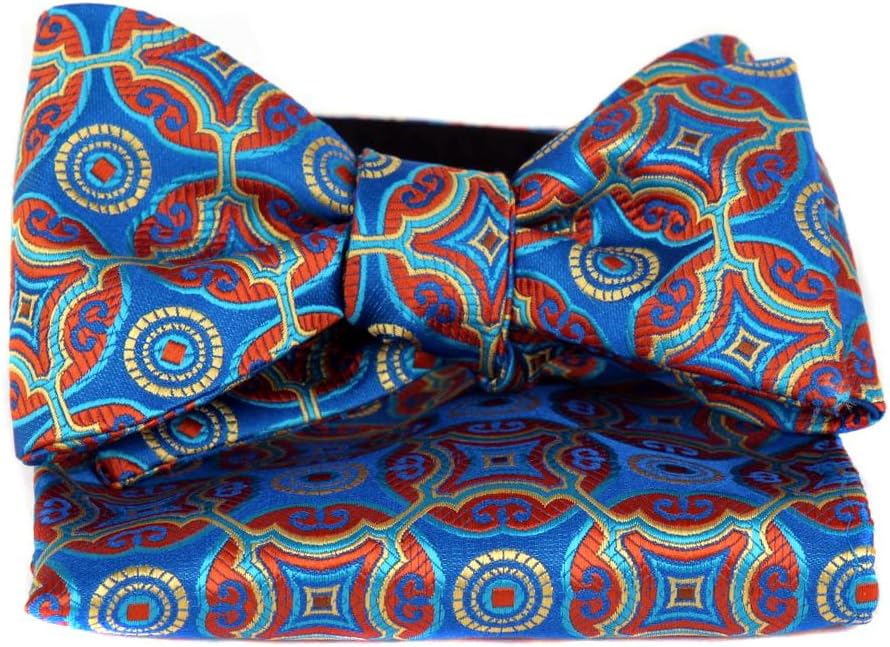 FBTZ-VS-35 - Mens Aficionado Self Tie Bow Tie and Hanky - Blue Red