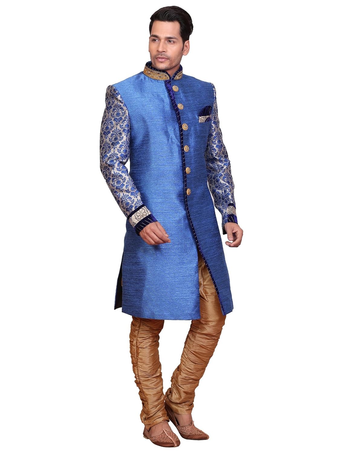 a.b.c. garmentsblue silk sherwani for mens