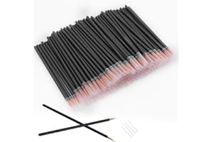 JOCEMY 100 Pack Disposable Eyeliner Brush, Ultra-fine Point Eye Liner Applicator Cosmetic Eye Wands Makeup Brushes Tools (Color: Black)