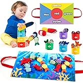 WVYXT Toddler Montessori Toys for 1-3 Year Old Boy Girl, 23 Pcs Cloth Fishing Game Set with Double-Sided Mat, Learning Toys for Number & Color Sorting, Birthday Gifts for Babies & Toddlers