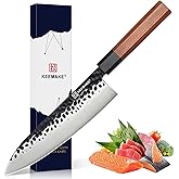 KEEMAKE Japanese Gyuto Chef Knife - 8 inch Professional Kitchen Knife with 440C High Carbon Steel Blade, Sharp Cutting Knives Rosewood Handle for Home Cooking and Restaurant
