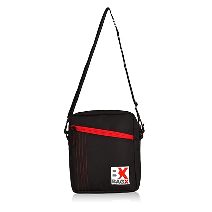 BAGX Polyester Fabric Cross Body Travel Office Business Messenger one Side Shoulder Bag for Men Women (Red & Black)
