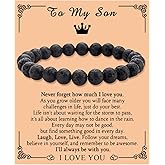 Someki To My Son Bracelet From Mom Dad Black Hematite Bracelet Meaningful Inspirational Birthday Gifts for Husband Boyfriend
