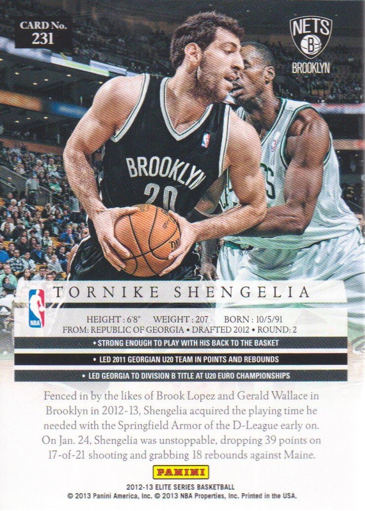 2012 13 Panini Elite Series Basketball 231 Tornike Shengelia Rc
