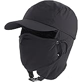 Home Prefer UPF50+ Waterproof Mens Earflaps Winter Hat Fleece Lined Trooper Trapper Hat for Hunting Fishing Hiking