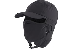 Home Prefer UPF50+ Waterproof Mens Earflaps Winter Hat Fleece Lined Trooper Trapper Hat for Hunting Fishing Hiking