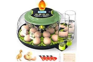 APODESS 18 Chicken Egg Incubator with Temperature Control, Humidity Display, Auto Egg Turner, Egg Candler, 2 Size Egg Trays, Chick Incubaotrs for Hatching Eggs Digital Incubator for Chicken, Duck Eggs