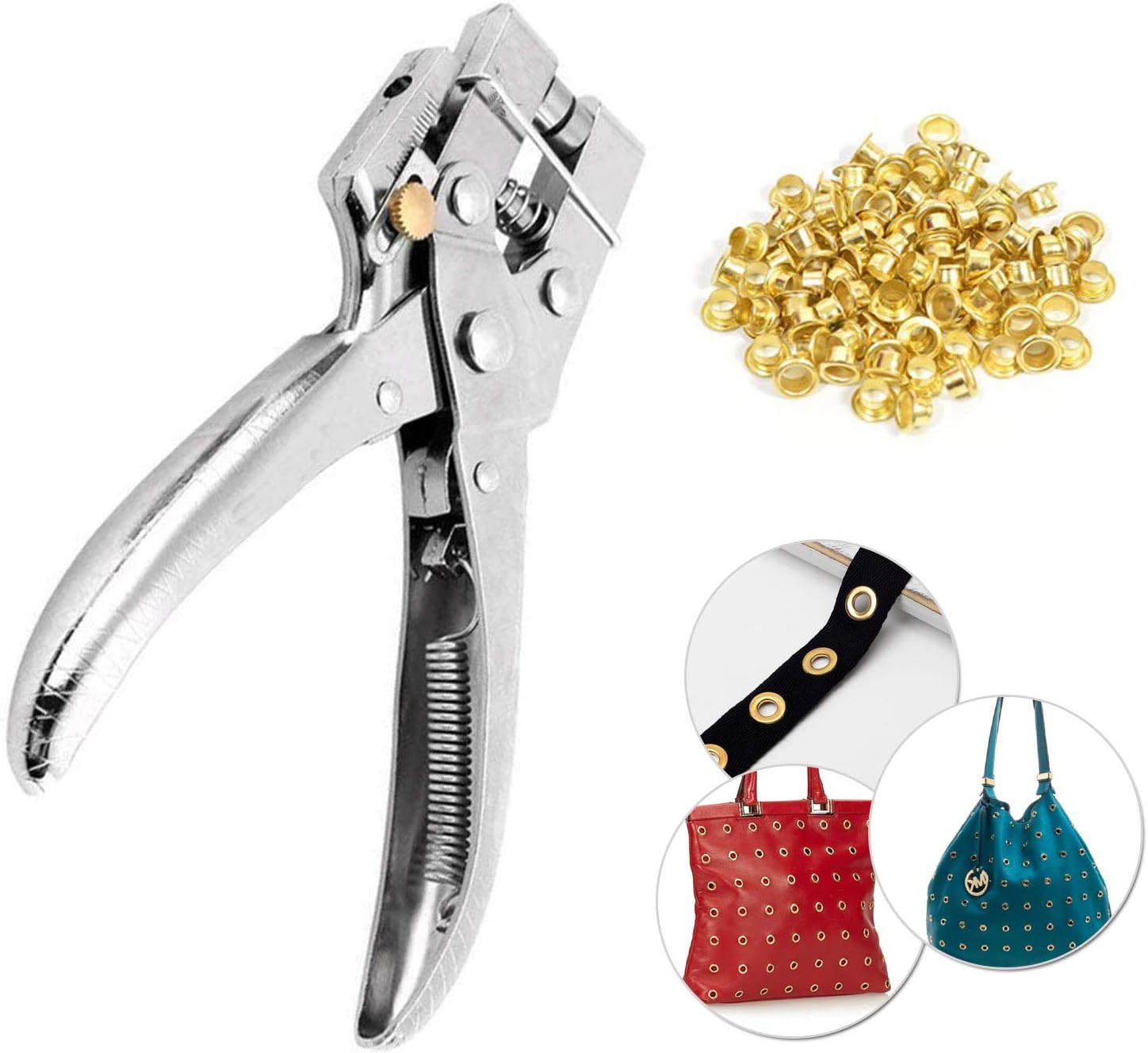 Trimming Shop Steel Eyelet Plier Heavy Duty Rivet Setting Tool with 100pcs 4mm Iron Eyelets for Tarpaulins Clothing - Image 5