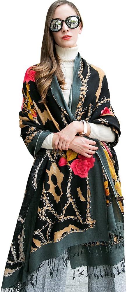 DANA XU 100% Pure Wool Large Size Women Soft Pashmina Shawls and Wraps