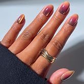 Glamnetic Halloween Press On Nails, Short Oval Cat-Eye, Bitter Orange | Halloween orange press on nails: Bitter Orange. Full nail kit. Glue on nails with spooky ombre effect. Fake nails.