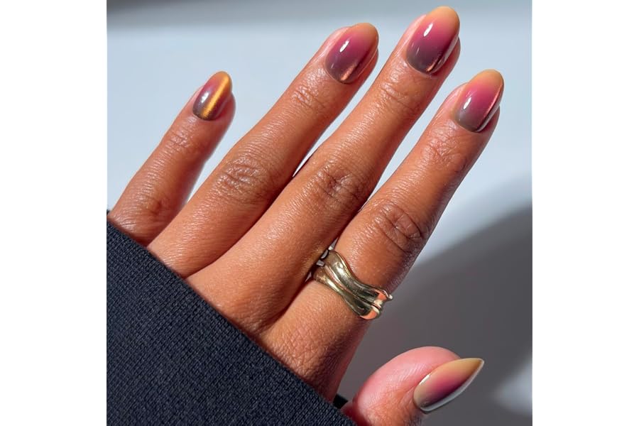 Glamnetic Press On Nails - Short Oval, Velvet Fake Nails 30 Pc Full Kit | Halloween orange ombré press on nails. Full kit glue-on set. Waterproof, chip-resistant. Up to 2 weeks. 15 sizes, 30 nails