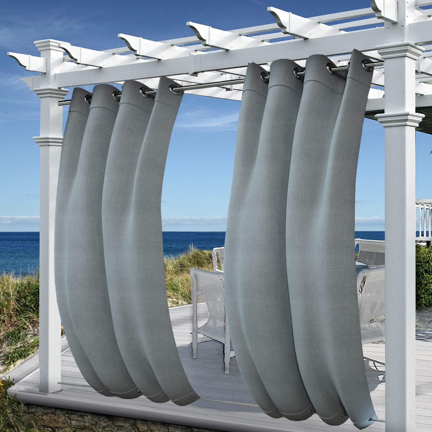 Outdoor Curtains - Choies Weighted Blackout Curtains Outdoor Patio Windproof Grommet Top & Bottom Thermal Insulated Privacy Heavyweight Drapes for Porch Backyard Sliding Door 1 Panel,Gray W52 x L84