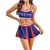 SHENHE Women's Cheerleader Costume 2 Piece Cosplay Lingerie crop top Micro Skirt Roleplay Set