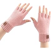 fauson Fingerless Gloves for Women - 4 Piars Winter Gloves Men Warm Knit Cold Weather, Half Finger Glove for Winter Gifts