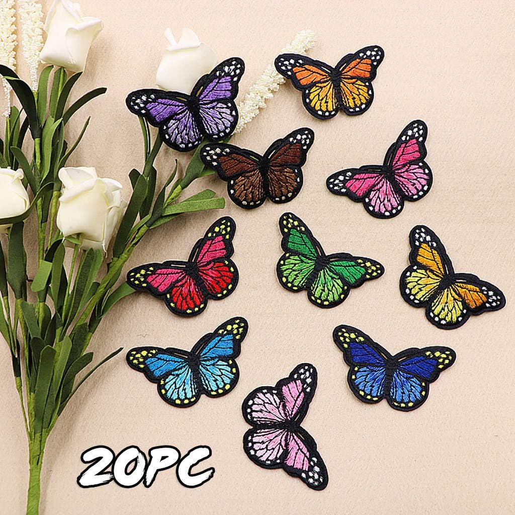 Download Byedog_ Cleaning Supplies Byedog20 Pieces Butterfly Iron on Patches Embroidery Applique Patches ...