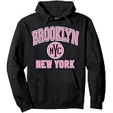 Brooklyn NYC New York Pink Print Pullover Hoodie