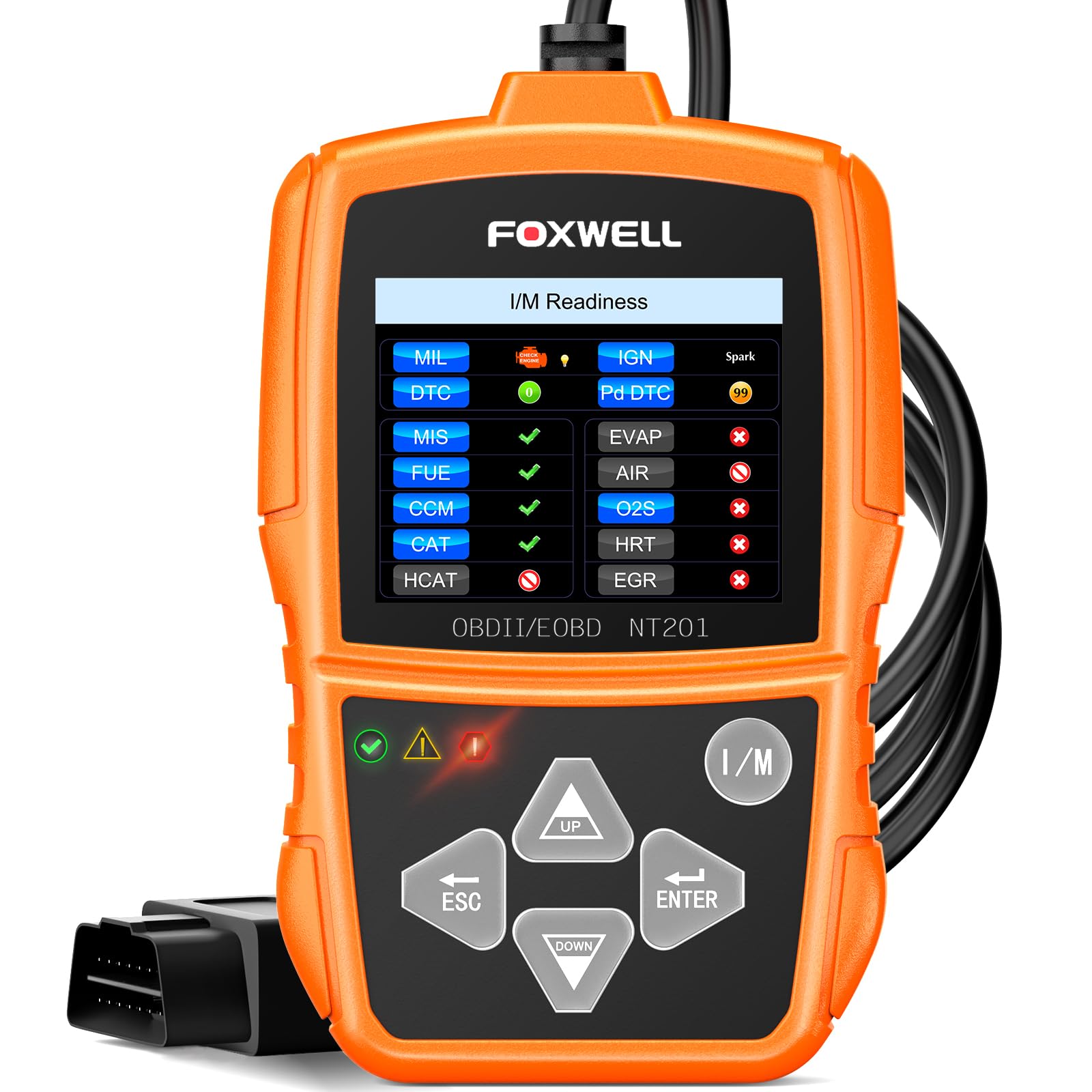 FOXWELL NT201 OBD2 Scanner Car Code Reader, Professional Auto Car Diagnostic Tool in Engine Fault Code Reader for all OBDII cars After 1996, support I/M Readiness, S-mog Check, Free Lifetime Update