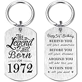 Yobent 54th Birthday Gifts for Men 1972, Happy 54th Birthday Keyring, 54 Year Old Birthday Gifts for Women, The Legend was Born in 1972