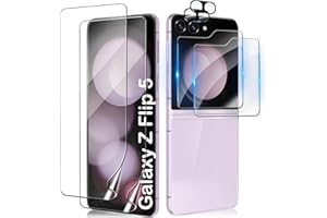 CWQZGUF [2Set 6PCS] Galaxy Z Flip 5 Screen Protector, Front TPU Screen Protector + Back Tempered Glass + Camera Lens Protector, High Clarity, Bubble Free for Samsung Galaxy Z Flip 5 5G Screen Protector