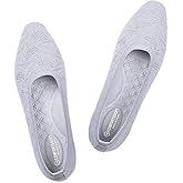 Frank Mully Womens Flat Square Toe Shoes Knitted Work Flat Comfort Dressy Flat Shoes for Daily Lightweight Comfort