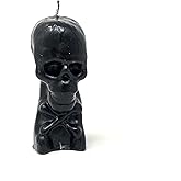 Vrinda® Decorative Candle Skeleton Black – 5 Inch Skeleton Head Sculpture - Unique Gothic Style Candle for Spooky Ambiance, Home Decor, Halloween Party and More