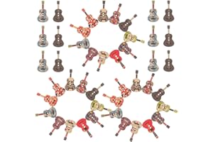 INOOMP 50pcs Guitar Shape Wooden Buttons with 2 Holes for Sewing Craft Diy, Natural Wood Clothes