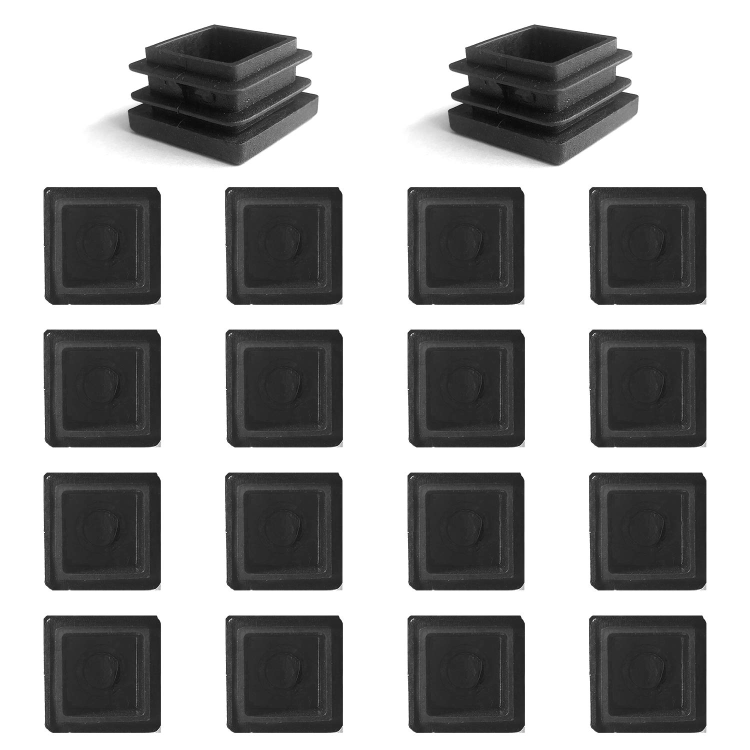 YouU 50x50mm Square Tubing Black Plastic Plug, 2 Inch End Cap Fence Post Pipe Cover Tube Chair Glide Insert Finishing Plug Heavy Duty Tubing Post End Cap 16 Pcs