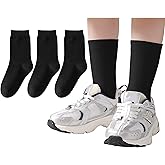 JORMATT 3 Pairs Boys Dress Socks Kids Girls Black Crew Dress Sock Cotton Uniform Socks Seamless