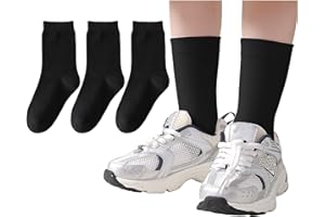 Jormatt 3 Pairs Boys Dress Socks Kids Girls Black Crew Dress Sock Cotton Uniform Socks Seamless