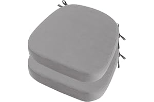 idee-home Outdoor Chair Cushions Set of 2, Thick 3" Outdoor Cushions Patio Furniture with Ties, Waterproof Patio Chair Pads Seat Dining Chair Cushions 17" x 16" x 3" Silver Grey