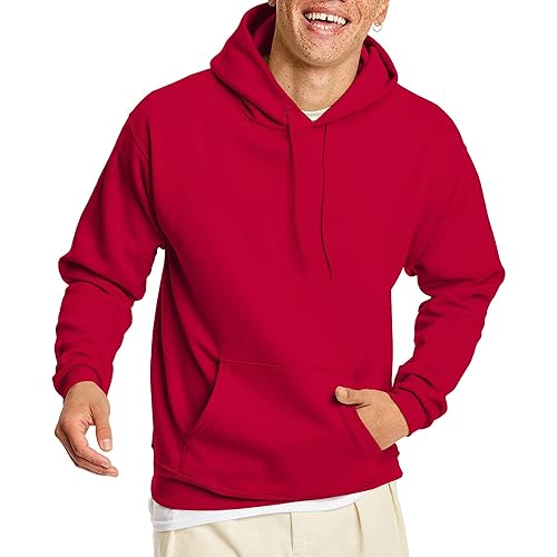 Hanes Men's Pullover Ecosmart Hooded Sweatshirt, Deep Red, XXX