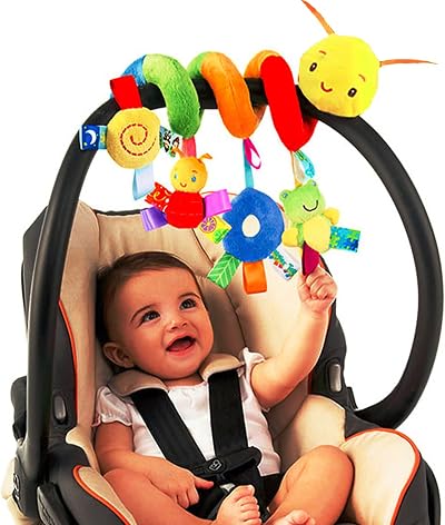 zhongdada Spiral Pram Stroller Crib Toy Plush Rattle Sensory 0-12 Months Boys