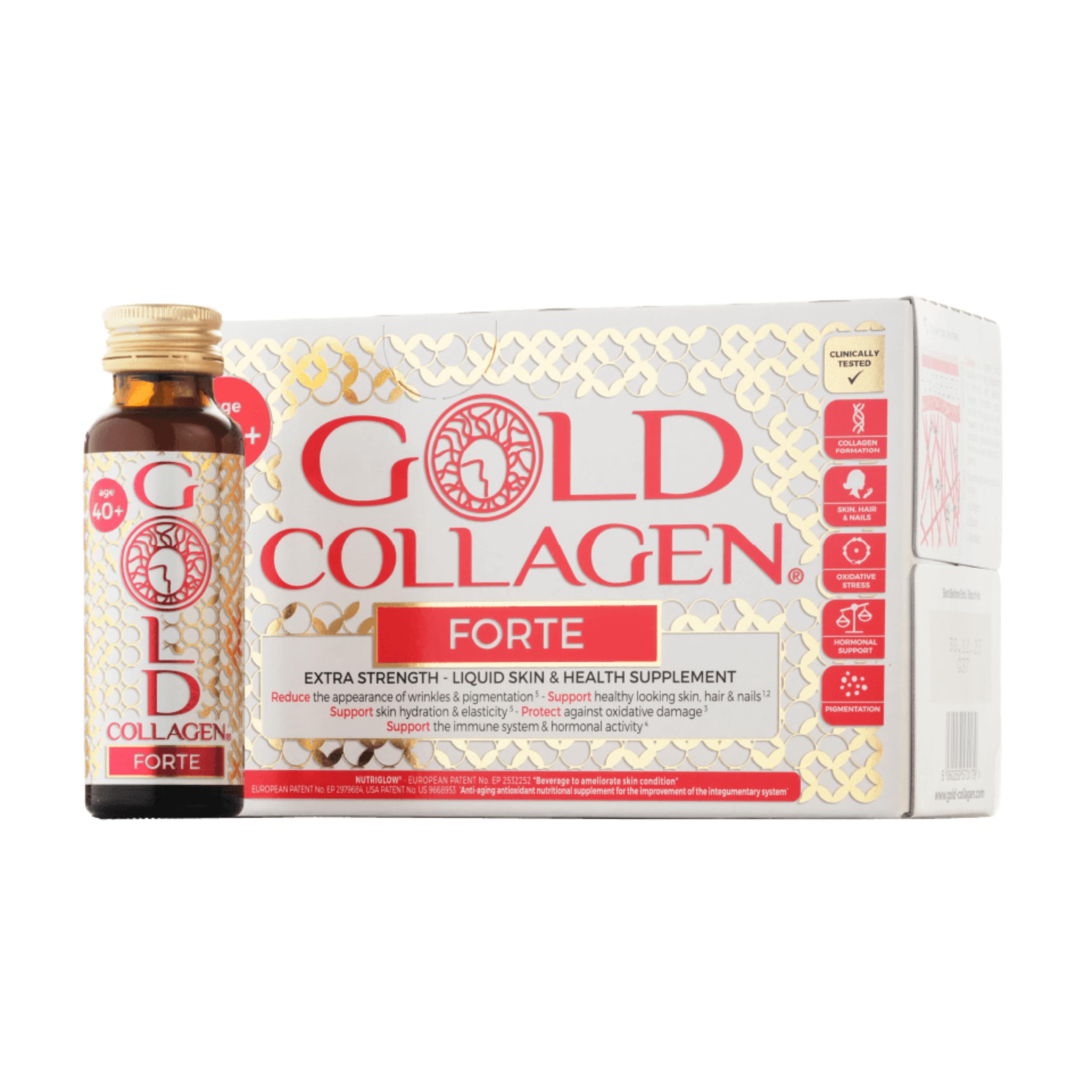 GOLD COLLAGEN Forte - Anti Wrinkle Collagen Supplements for Women & Men with Biotin, Vitamin C, Hyaluronic Acid, Marine Collagen for Hair Skin Nail - Antioxidant, Immune System Booster 1 Pack 10x50 ml