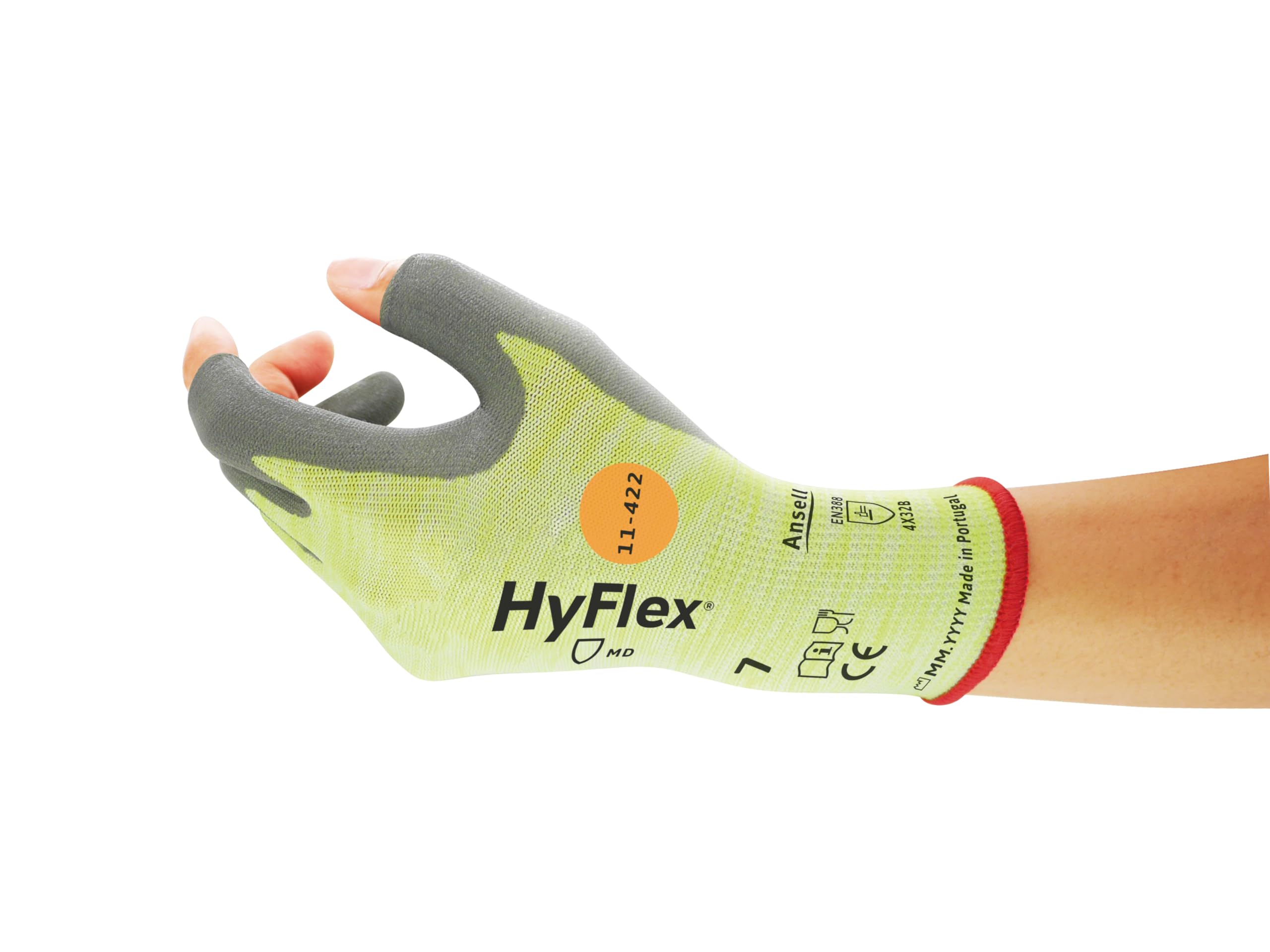 Ansell HyFlex 11-422 Work Gloves Cut Resistant, Excellent Heat and Abrasion Resistance, Mechanical Protection Gloves, Silicone-free, Men Women PPE, Size M (12 Pairs)