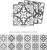 WALPLUS Grey Tile Stickers 24 pcs 15x15 cm Self Adhesive Kitchen Tiles view 3