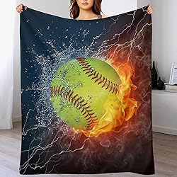Softball On Fire and Water Sofa Throw Blanket