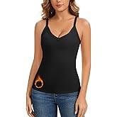 WOWENY Women Sleeveless Thermal Tank Top for Cold Weather Fleece Lined Underwear Top Warm Camisole Base Layer Vest Lingerie