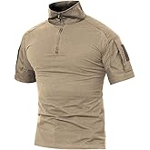 MAGCOMSEN Men's Tactical Military Shirts 1/4 Zip Short Sleeve Slim Fit Camo Shirt