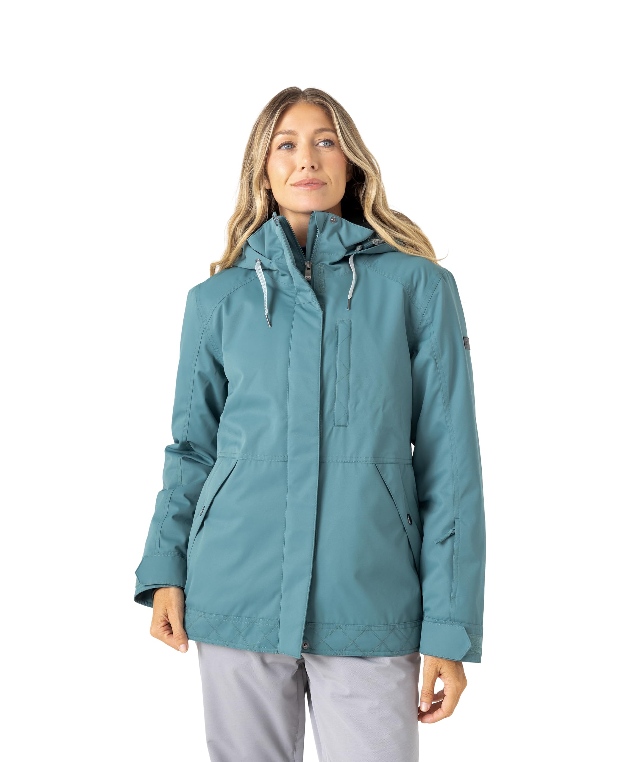 Roxy Women’s Billie Jacket – 10K Waterproof Snow Jacket, Tailored Fit, PFAS-Free, Insulated, Sea Pine, Medium