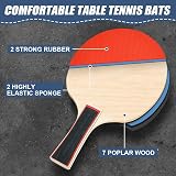 Flintronic Table Tennis Set 2 Rackets 6 Balls Net Red/Blue Portable view 5