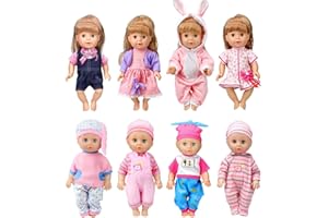 WONDOLL 8-Sets Baby-Doll-Clothes for 12 inch Baby Dolls 10-11-12 inch Handmade Clothing Lovely Hat Dress and Outfits Accessories Christmas Birthday for Little Girl