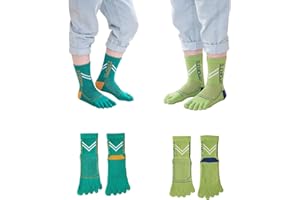 PURSUESTAR 2 Pairs Cotton Five Finger Toe Socks Athletic Sports Breathable Mesh Seperated Socks for Boys Girls Kids Teens 6-15 Years