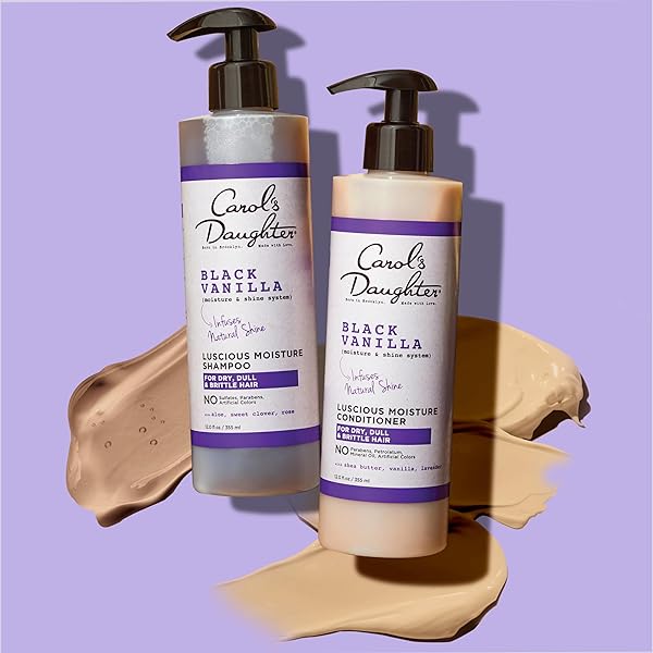 CAROL’S DAUGHTER BLACK VANILLA MOISTURE SULFATE FREE SHAMPOO FOR CURLY, WAVY OR NATURAL HAIR, MOISTURIZING HAIR CARE FOR DRY, DAMAGED HAIR, 12 FL OZ