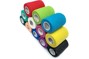 WildCow Vet Wrap Bulk Bandage Tape (3 Inch 12 Color Pack), Water Resistant Self Adherent Cohesive Rolls…