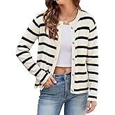 Aetosophis Women Wool Cardigan Sweaters Clothes Trendy Cropped Striped Jackets 2025 Casual Long Sleeve Tops