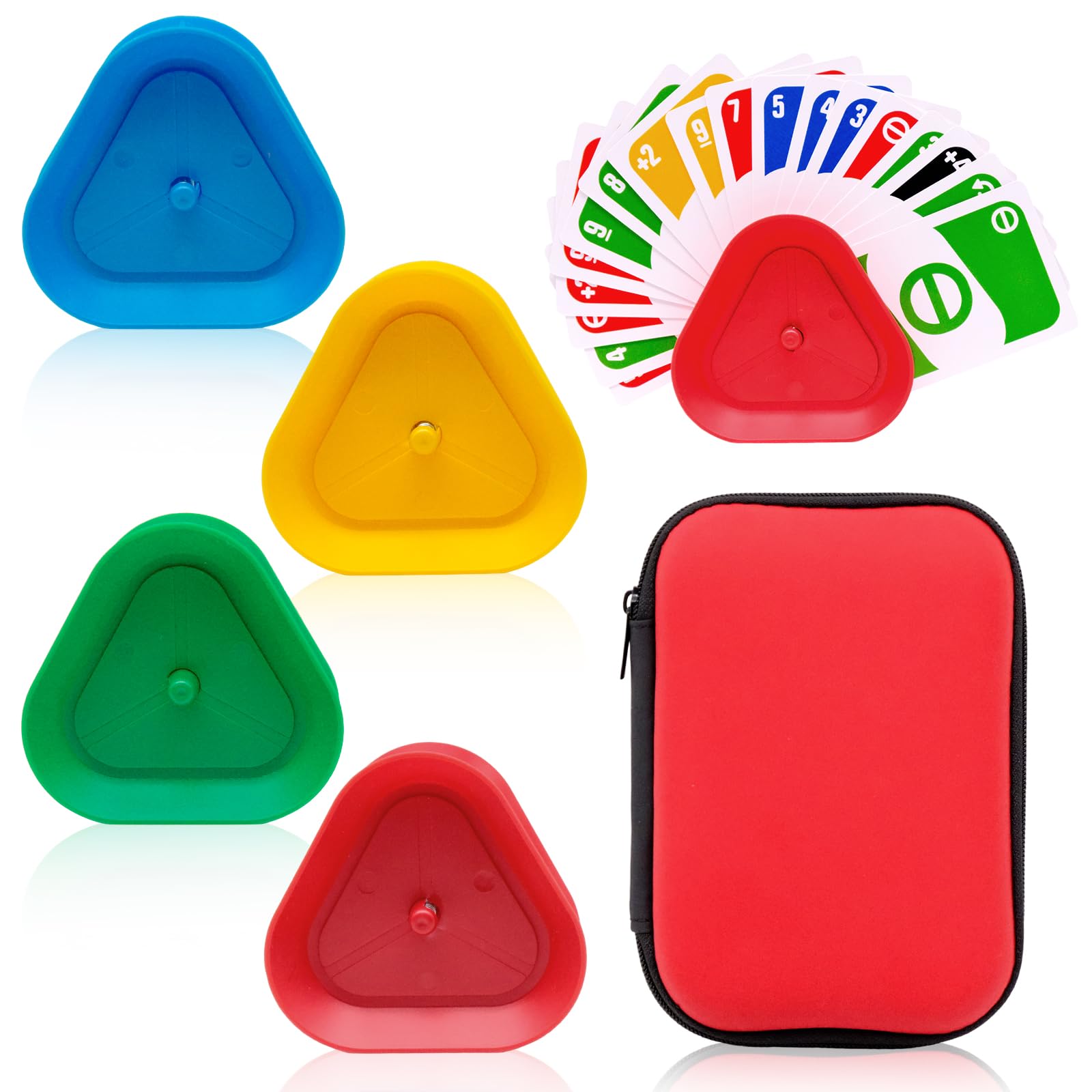 JLNGTHONG 5 Pcs Playing Card Storage Set, Playing Card Holder Set, Playing Card Holder, Durable Plastic Triangle Standing Card Games Holder for Party with Friend, Family Reunion