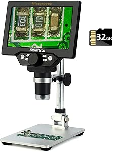 7 inch LCD Digital USB Microscope with 32G TF Card,Koolertron 12MP 1-1200X Magnification Handheld Camera Video Recorder,8 LED Light,Rechargeable Battery for Circuit Board Repair Soldering PCB Coins